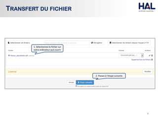 TRANSFERT DU FICHIER
8
1. Sélectionnez le fichier sur
votre ordinateur puis ouvrir
2. Passez à l’étape suivante
 