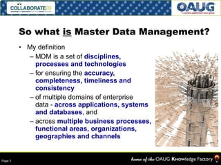 Best Practices in MDM, Oracle OpenWorld 2009