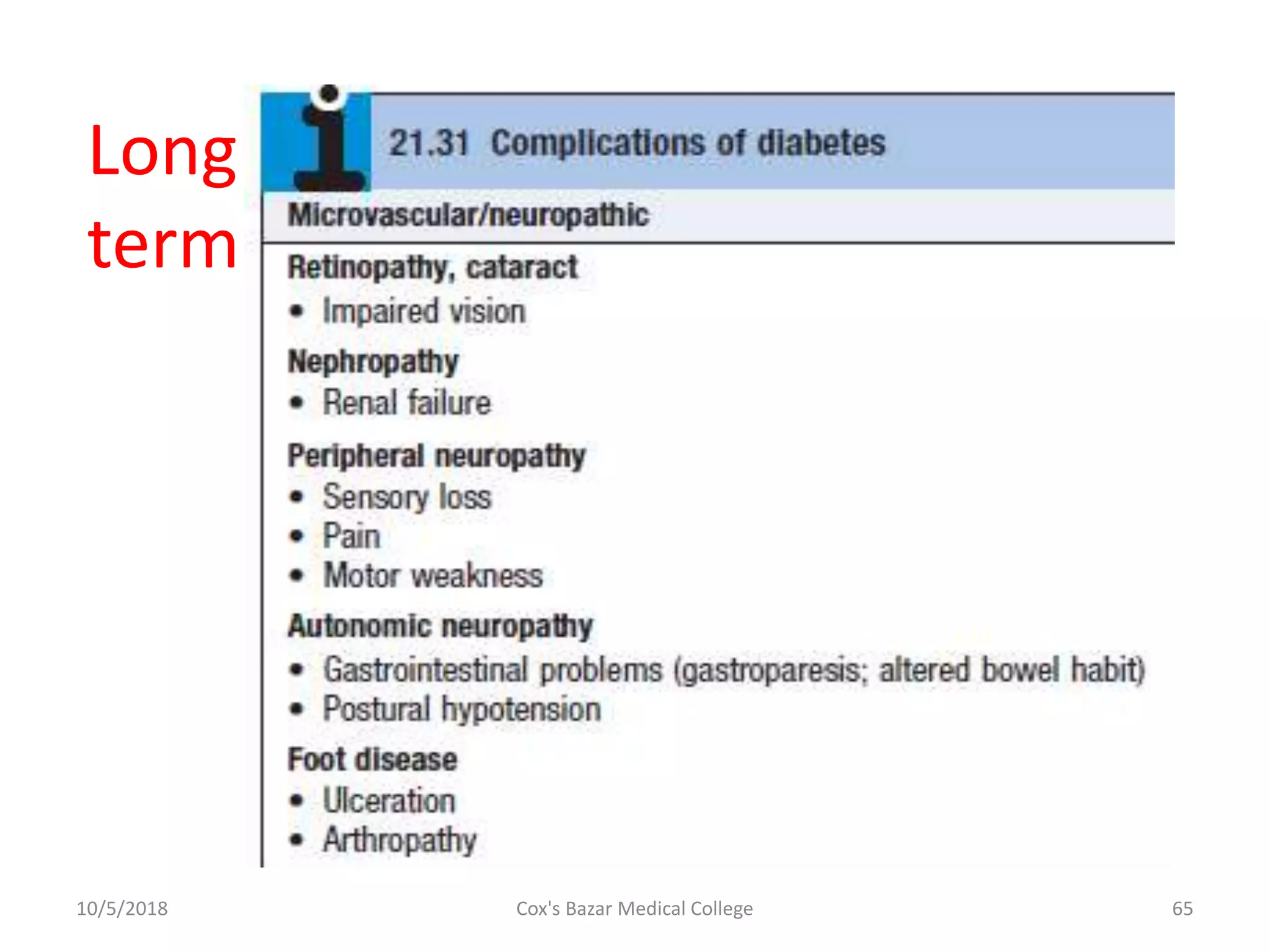 10/5/2018 65Cox's Bazar Medical College
Long
term
 