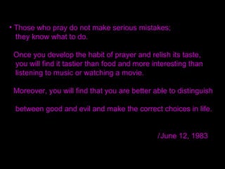 V. The Benefits of Prayer
4. World Transformation
Moses prayed boldly because he believed his prayers
could change things, even God’s mind.
This comes as a genuine liberation to many of us, but it
also sets tremendous responsibility before us.
 