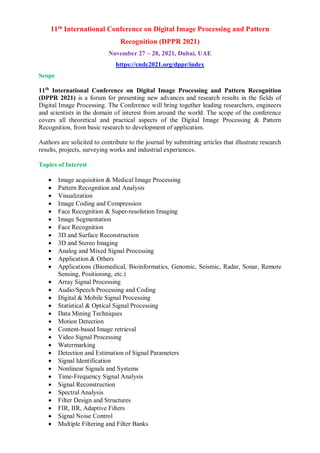 Conference Paper Image Processing Call for Papers - 11th International Conference on Digital Image ...