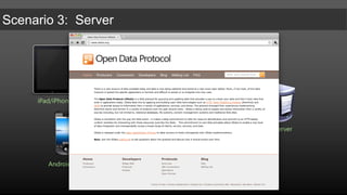 Packaged:  Use AppStore/Market ClientPros:  Offline access.  Cached credentials.Cons:  All site content for mobile users. Most solutions are iPhone only (limited Android)iPad/iPhone OS 4.3Optimized renderingDynamics CRM4.0/2011CWR/TenDigitsMiddle TierAndroid 2.3