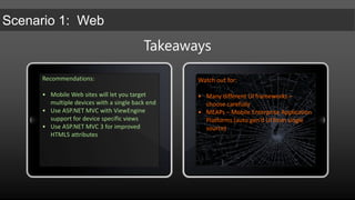 TakeawaysRecommendations:Mobile Web sites will let you target multiple devices with a single back end