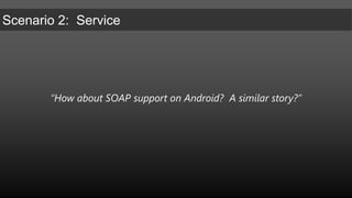 Native ApplicationRESTMain.javaJSONArrayjArray = new JSONArray(restResult);for(inti=0; i<jArray.length(); i++){JSONObject session = jArray.getJSONObject(i);Log.i("Session retrieved", "Code: "+session.getString("Code")+" - "+session.getString("Title"));}Android 2.3 (Java)Step 2:  Useorg.jsonlibraries to deserialize JSON