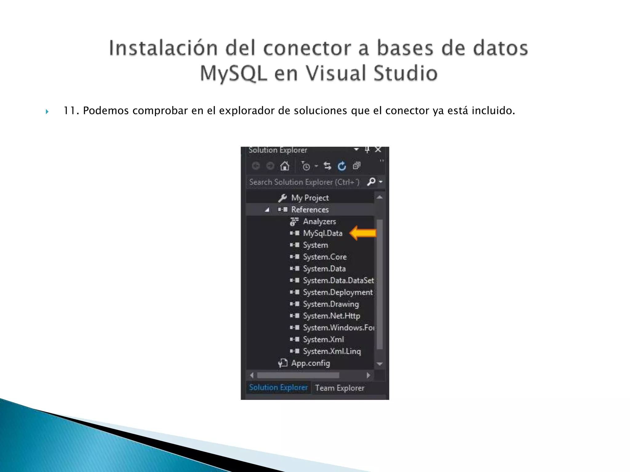  11. Podemos comprobar en el explorador de soluciones que el conector ya está incluido.
 
