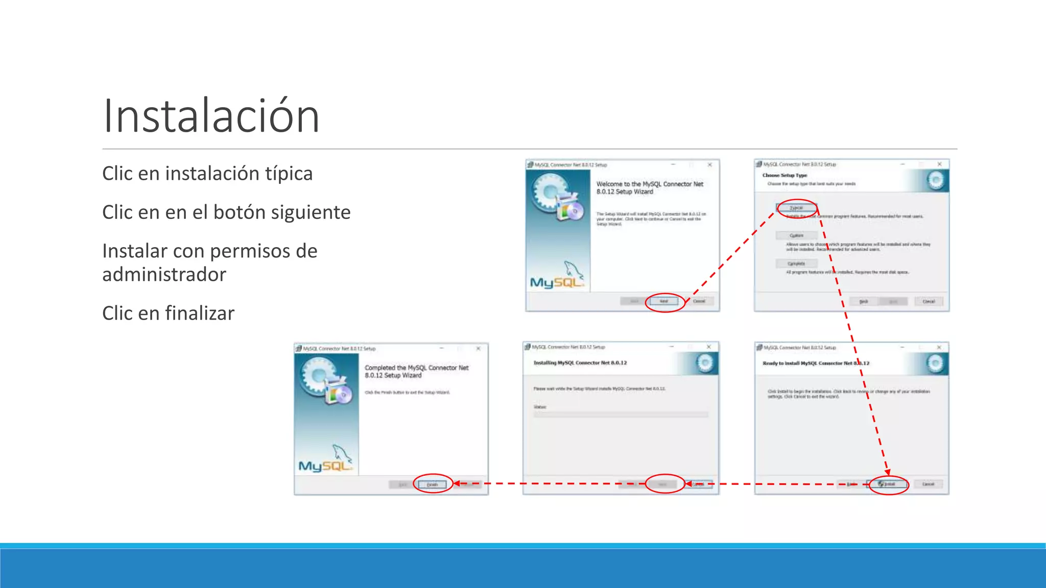 Instalación
Clic en instalación típica
Clic en en el botón siguiente
Instalar con permisos de
administrador
Clic en finalizar
 
