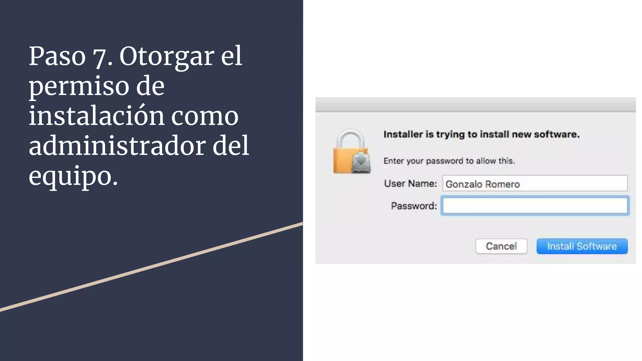 Paso 7. Otorgar el
permiso de
instalación como
administrador del
equipo.
 