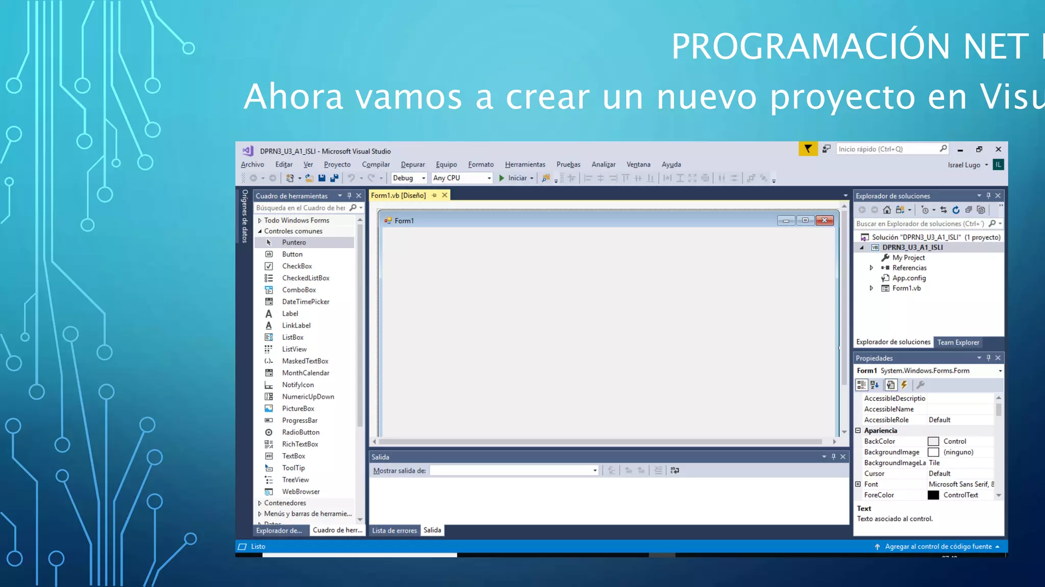 PROGRAMACIÓN NET I
Ahora vamos a crear un nuevo proyecto en Visu
 
