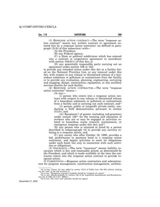 Comprehensive Environmental Response, Compensation and Liability Act of 1980 (CERCLA)