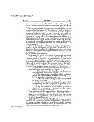 Comprehensive Environmental Response, Compensation and Liability Act of 1980 (CERCLA)