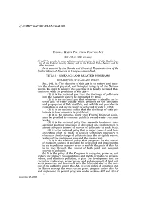 Q:COMPWATER2CLEANWAT.001




                                   FEDERAL WATER POLLUTION CONTROL ACT
                      ...