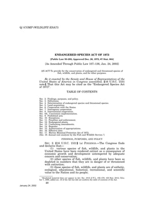 Q:COMPWILDLIFEESA73




                                    ENDANGERED SPECIES ACT OF 1973
                               ...