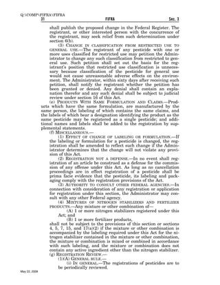 Federal Insecticide, Fungicide, and Rodenticide Act (FIFRA) 