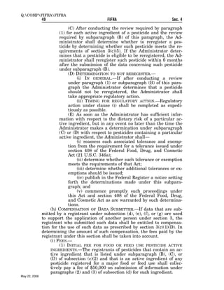 Federal Insecticide, Fungicide, and Rodenticide Act (FIFRA) 