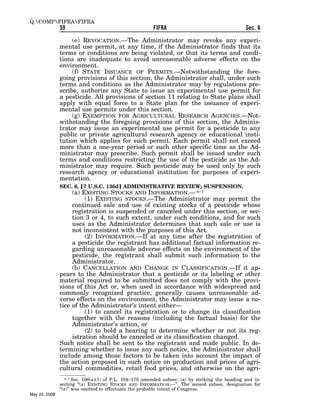 Federal Insecticide, Fungicide, and Rodenticide Act (FIFRA) 