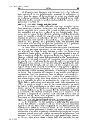 Federal Insecticide, Fungicide, and Rodenticide Act (FIFRA) 