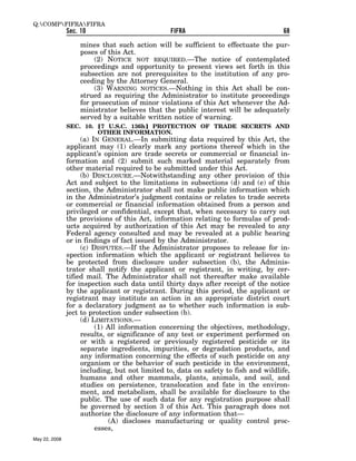 Federal Insecticide, Fungicide, and Rodenticide Act (FIFRA) 