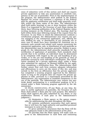 Federal Insecticide, Fungicide, and Rodenticide Act (FIFRA) 