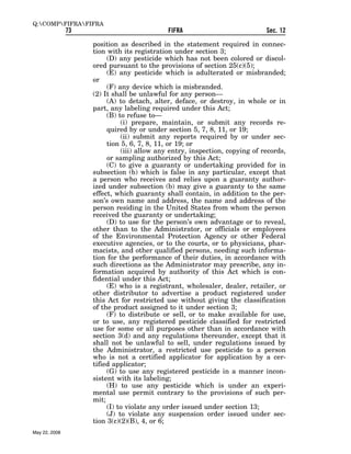 Federal Insecticide, Fungicide, and Rodenticide Act (FIFRA) 