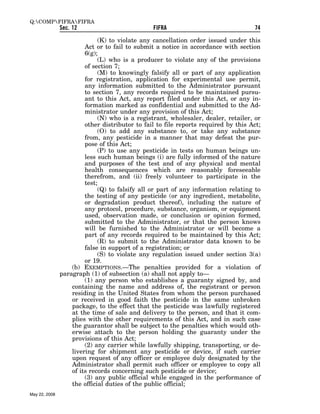 Federal Insecticide, Fungicide, and Rodenticide Act (FIFRA) 