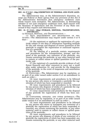 Federal Insecticide, Fungicide, and Rodenticide Act (FIFRA) 
