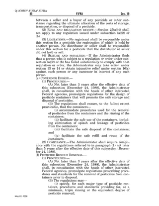 Federal Insecticide, Fungicide, and Rodenticide Act (FIFRA) 