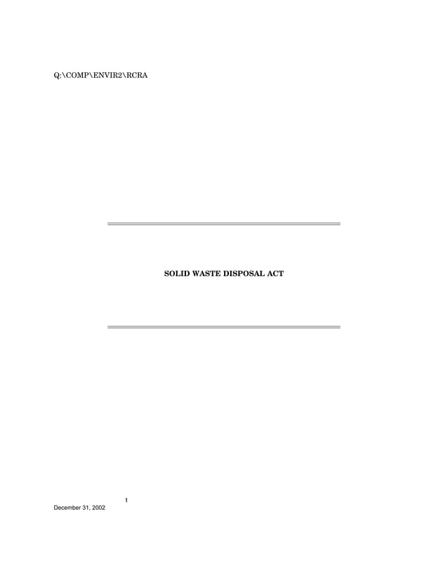 Solid Waste Disposal Act (RCRA) PDF