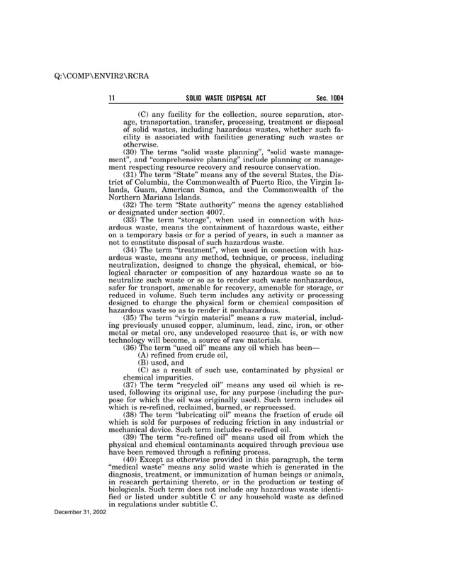 Solid Waste Disposal Act (RCRA)