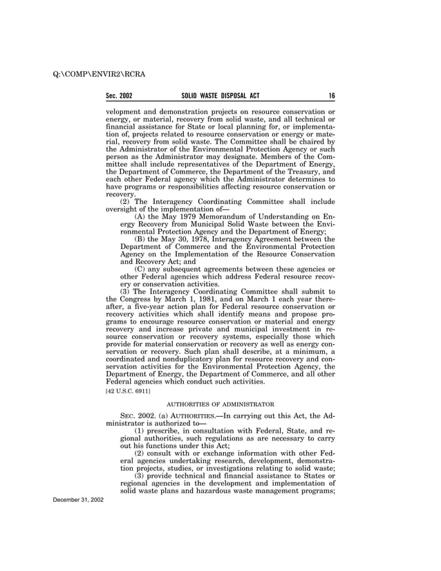 Solid Waste Disposal Act (RCRA)
