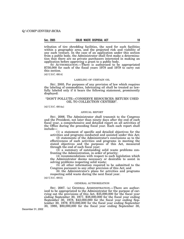 Solid Waste Disposal Act (RCRA)