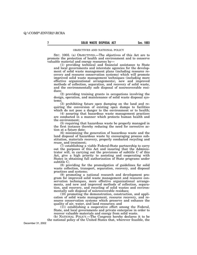 Solid Waste Disposal Act (RCRA)