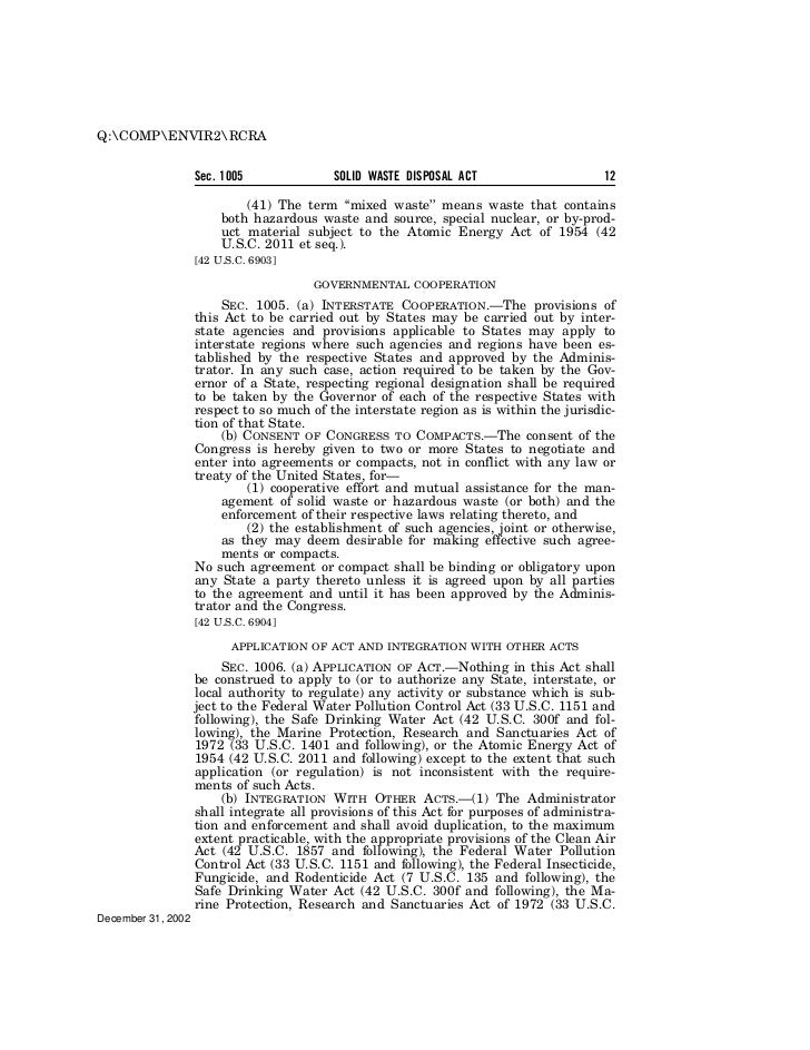 Solid Waste Disposal Act (RCRA)