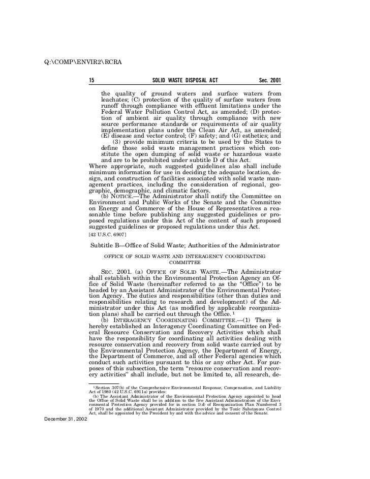 Solid Waste Disposal Act (RCRA)