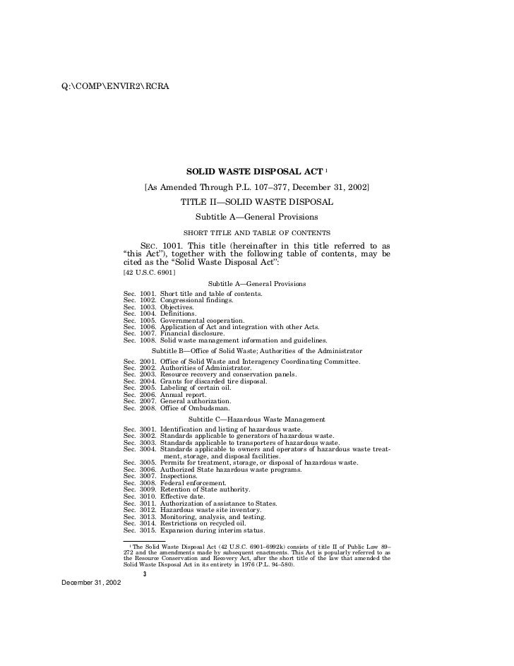 Solid Waste Disposal Act (RCRA)