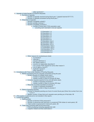 i. other (archived) 1
 VI. Appeals of Initial Denials of FOIA/PA Requests
         A. Numbers of appeals.
                ...