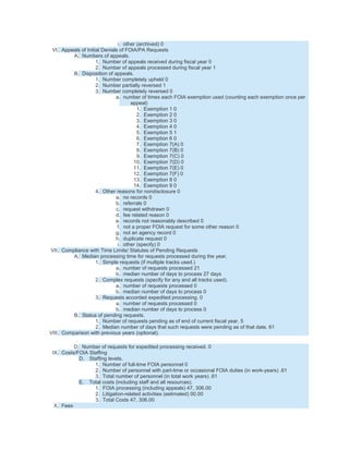 i. other (archived) 0
 VI. Appeals of Initial Denials of FOIA/PA Requests
          A. Numbers of appeals.
               ...