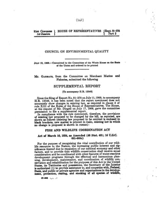 Congressional White Paper on a National Policy for the Environment 