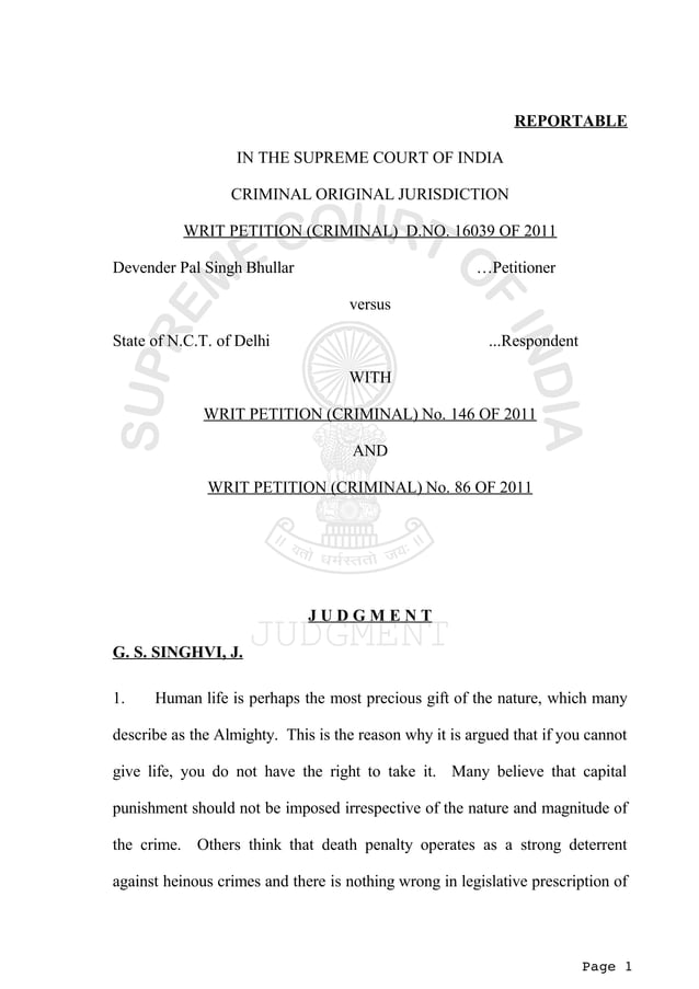 DPS Bhullar Case Judgement PDF