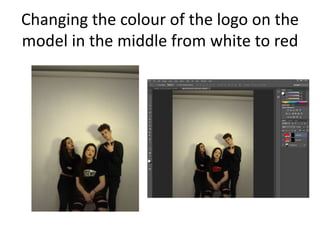 Changing the colour of the logo on the
model in the middle from white to red