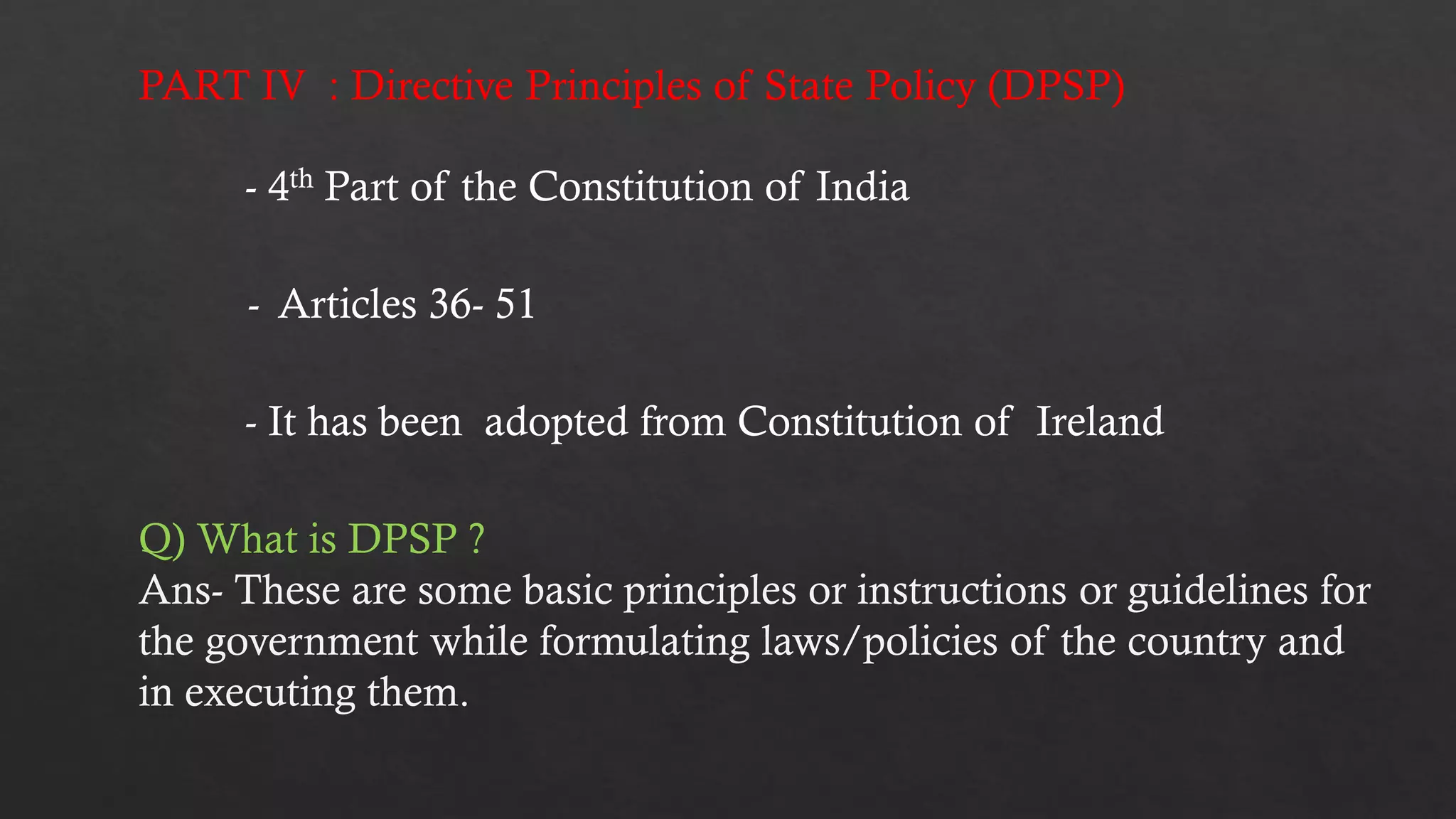 Directive Principles of State Policy | PDF