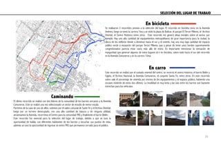 En bicicleta
Se realizaron 3 recorridos previos a la selección del lugar. El recorrido en bicicleta inicio en la Avenida
Jiménez, luego se tomó la carrera 7ma y se visitó la plaza de Bolívar, el parque El Tercer Milenio, el Archivo
Distrital, el Centro Histórico entre otros. Este recorrido me generó ideas iniciales sobre el sector, por
ejemplo: Hay una alta cantidad de equipamientos metropolitanos de gran importancia para la ciudad, la
altura de los edificios tiende a disminuir hacia el sur y el oriente, hay una muy baja cantidad de espacio
público verde a excepción del parque Tercer Milenio, que a pesar de tener unos bordes supremamente
congestionados parecía estar vacío más allá de estos. Es importante mencionar la sensación de
inseguridad que generan algunos de estos lugares al ir en bicicleta, sobre todo hacia el sur del recorrido
en la Avenida Comuneros y en la carrera 10ma.
En carro
Este recorrido se realizó por el costado oriental del centro, se recorrió el centro histórico, el barrio Belén y
Egipto, el Archivo Nacional, la Avenida Comuneros, el conjunto Santa Fe, entre otros. En este recorrido
sobre sale el porcentaje de vivienda por encima de los equipamientos y el espacio público, habiendo una
escases evidente de estos dos últimos. La movilidad es muy lenta y las vías entre los barrios son bastante
estrechas para los vehículos.
Caminando
El último recorrido se realizó con dos líderes de la comunidad de los barrios cercanos a la Avenida
Comuneros. Este se realizó una vez seleccionado un sector de estudio de menor escala.
Partimos de la casa de uno de ellos, subimos por el salón comunal de Sante Fe y el Archivo Distrital,
luego por un terreno desocupado, con una alta cantidad de basura y sin ninguna utilidad,
atravesamos la Avenida, recorrimos el Centro para la comunidad PAS y finalmente el barrio Belén.
Este recorrido fue esencial para la selección del lugar de trabajo, debido a que se tuvo la
oportunidad de hablar con diferentes habitantes de los barrios y escuchar sus puntos de vista,
además se tuvo la oportunidad de ingresar al centro PAS que permanece cerrado para el público.
SELECCIÓN DEL LUGAR DE TRABAJO	
  
39
 