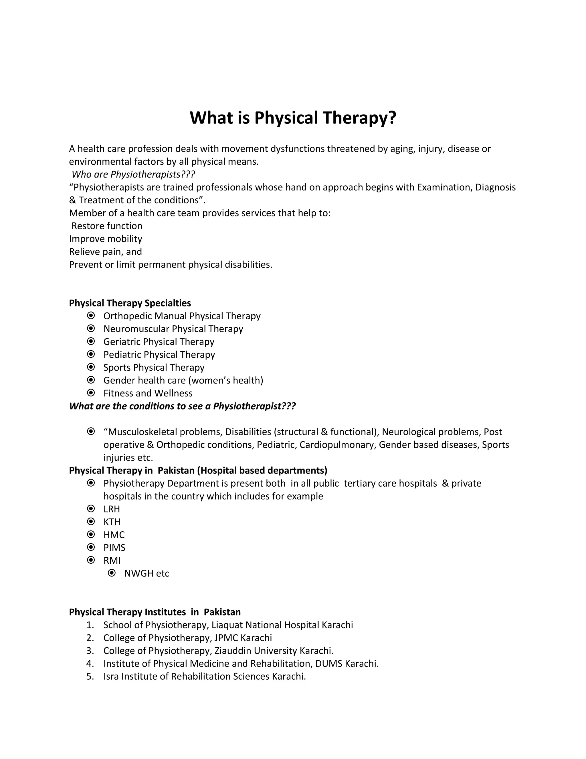 Dpt course in pakistan..dr.muslim | PDF