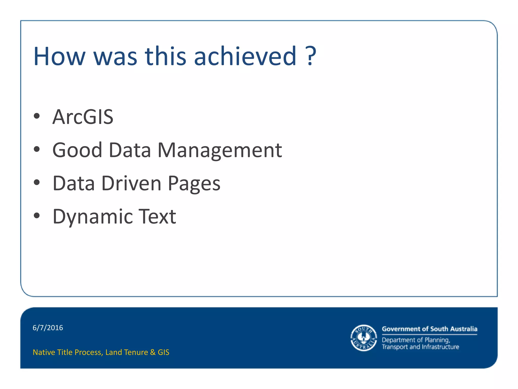 The Native Title Process – Land Tenure & Mapping | PPTX