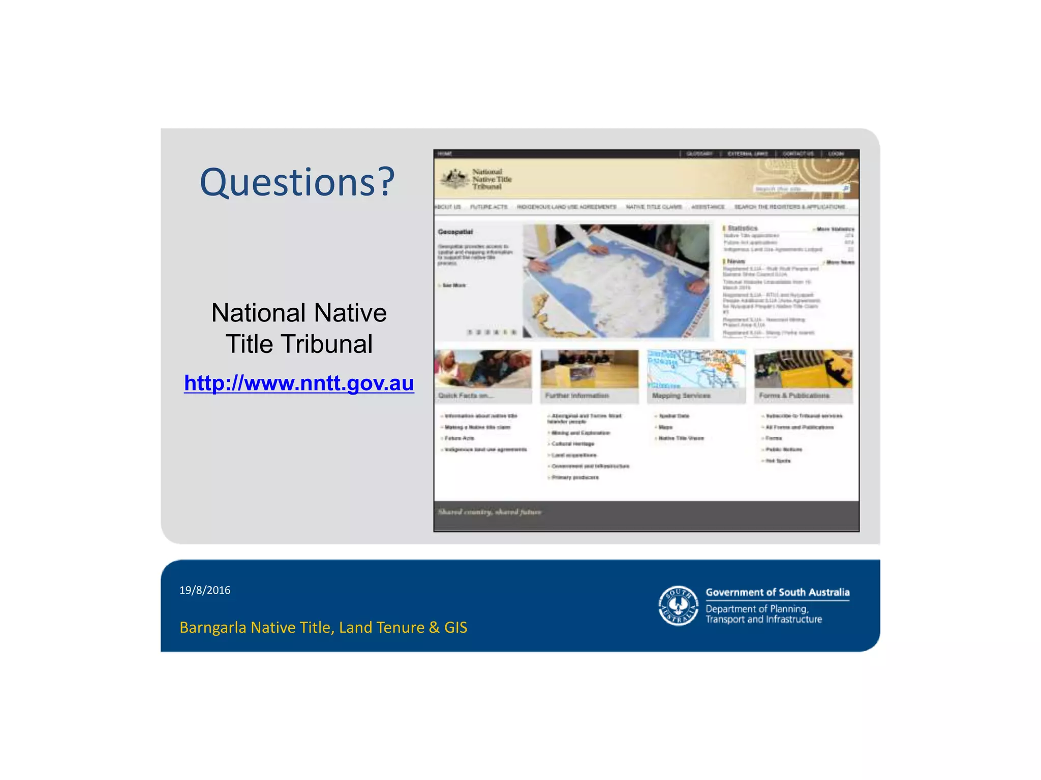 The Native Title Process – Land Tenure & Mapping | PPTX