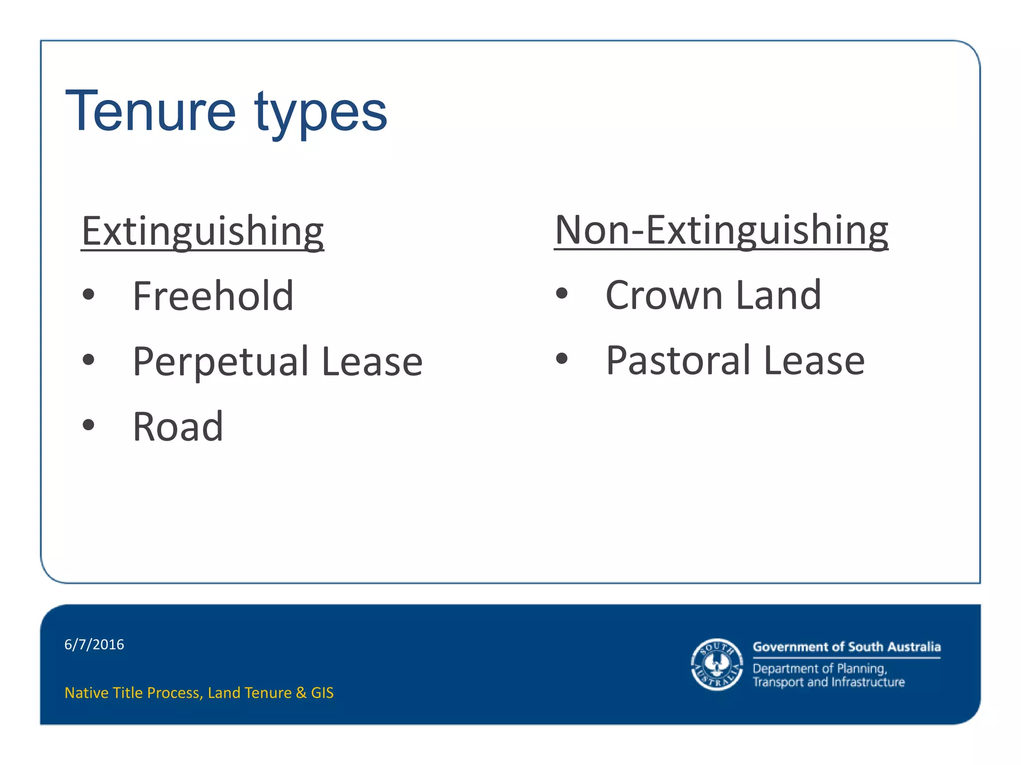 The Native Title Process – Land Tenure & Mapping | PPTX