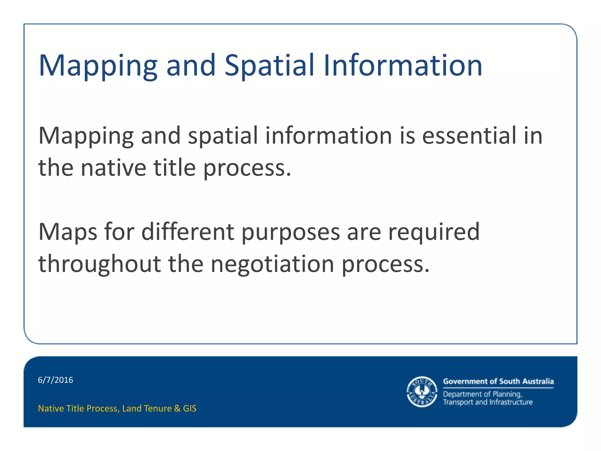 The Native Title Process – Land Tenure & Mapping | PPTX