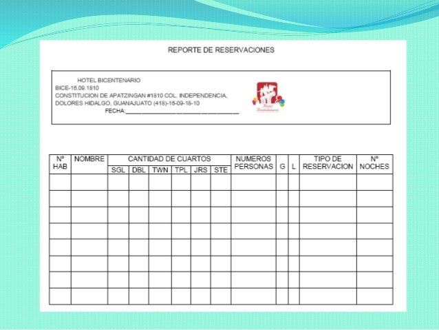 Resultado de imagen para MODELO DE FORMATOS Y DOCUMENTOS DEL ÁREA DE RESERVAS.