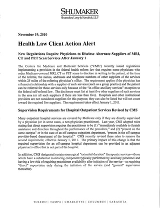 Health Law Client Action Alert
