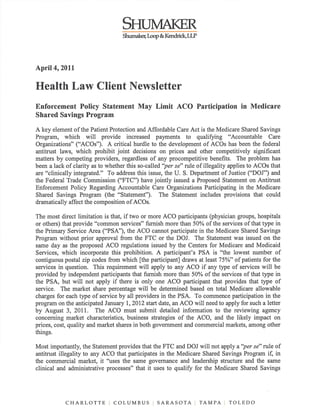 Health Law Client Newsletter. April 2011