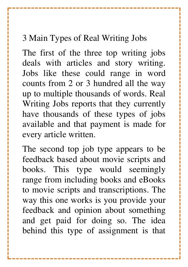 Writing jobs